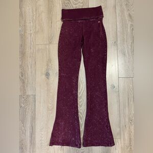 PINK Victoria's Secret rich Maroon red fold over flare legging size xs NWOT